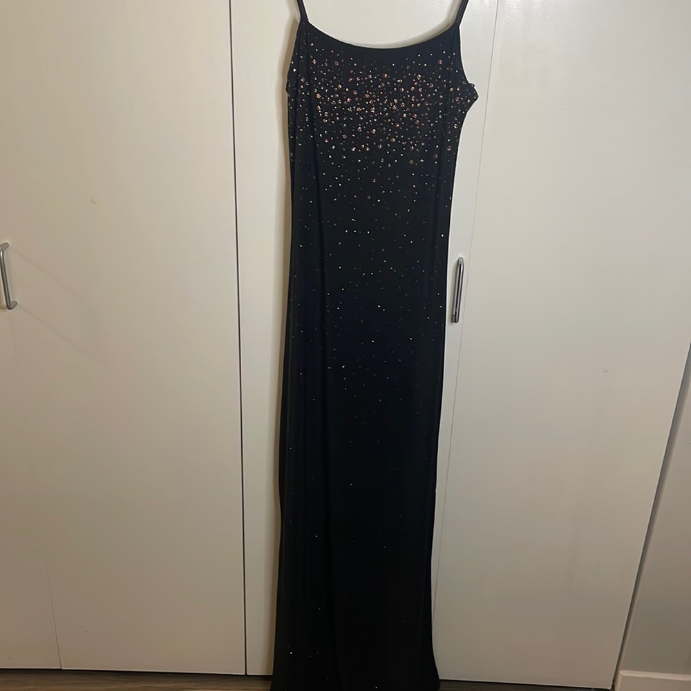Stunning 90s Y2K 2000s Mesh (Lined) Black Maxi Dress